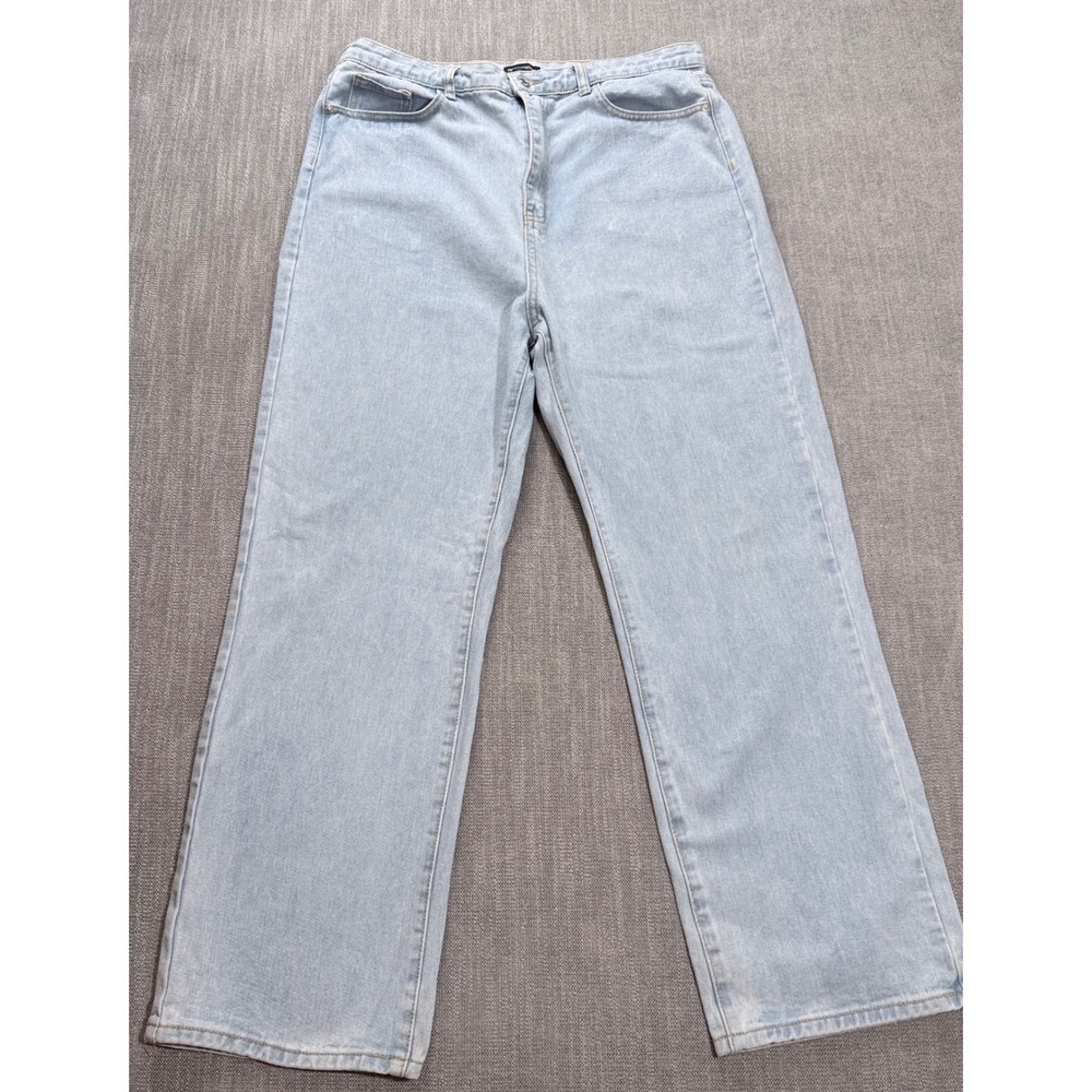PrettyLittleThing Light Wash Wide Leg High Waisted Denim Jeans Womens Size 12